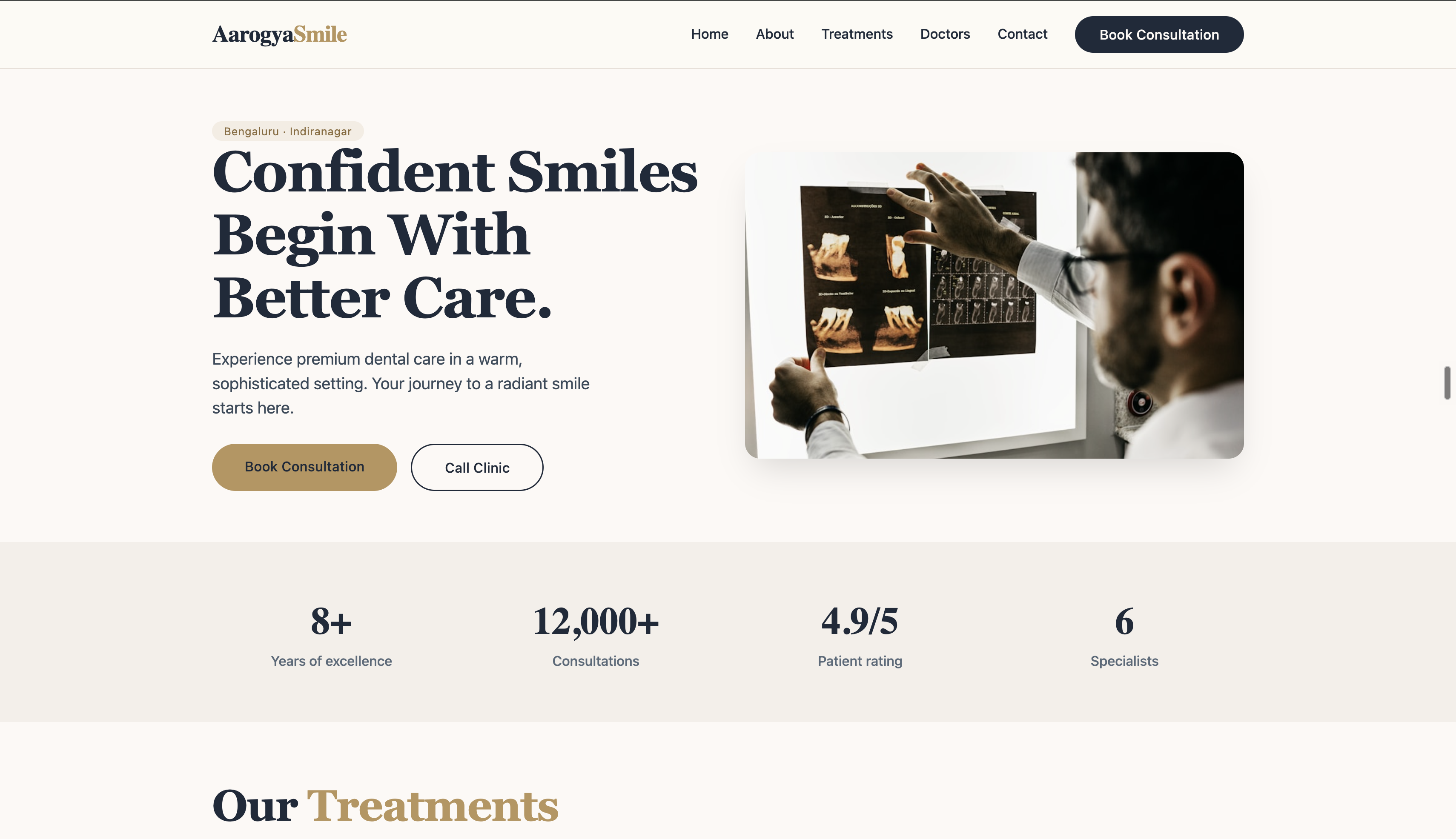 Website project for Aarogya Smile dental clinic