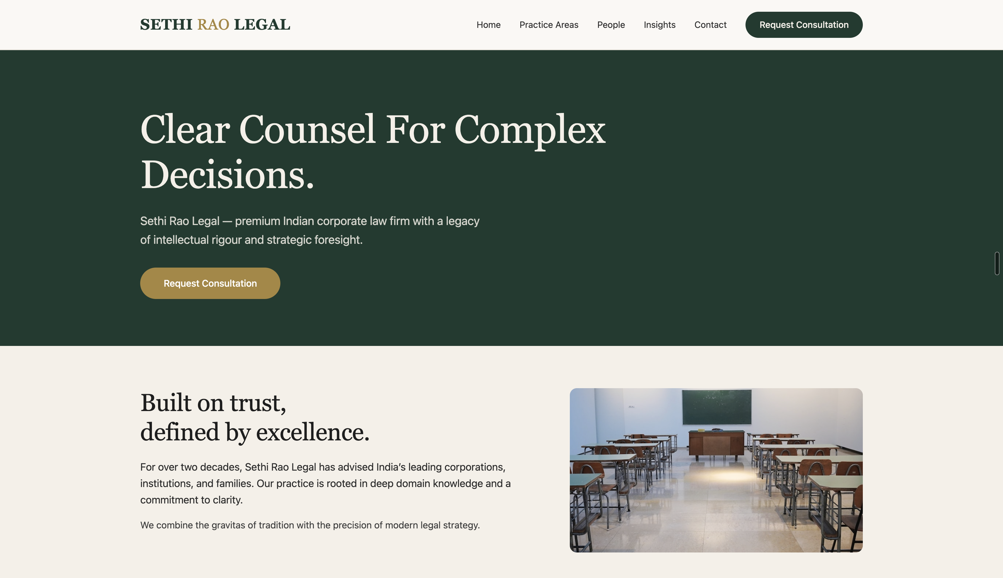Website project for Sethi Rao Legal law firm