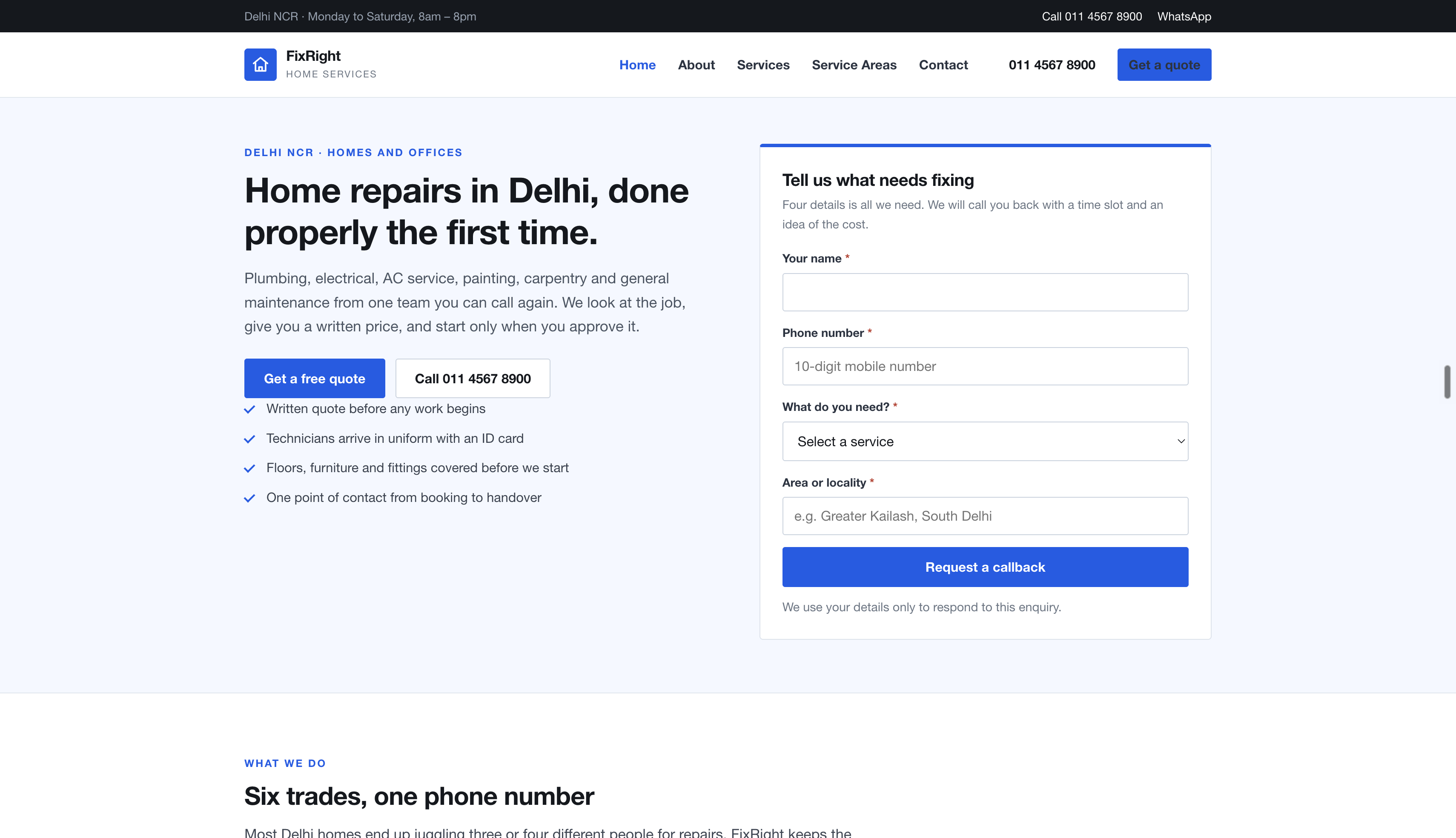 Website project for FixRight Home Services