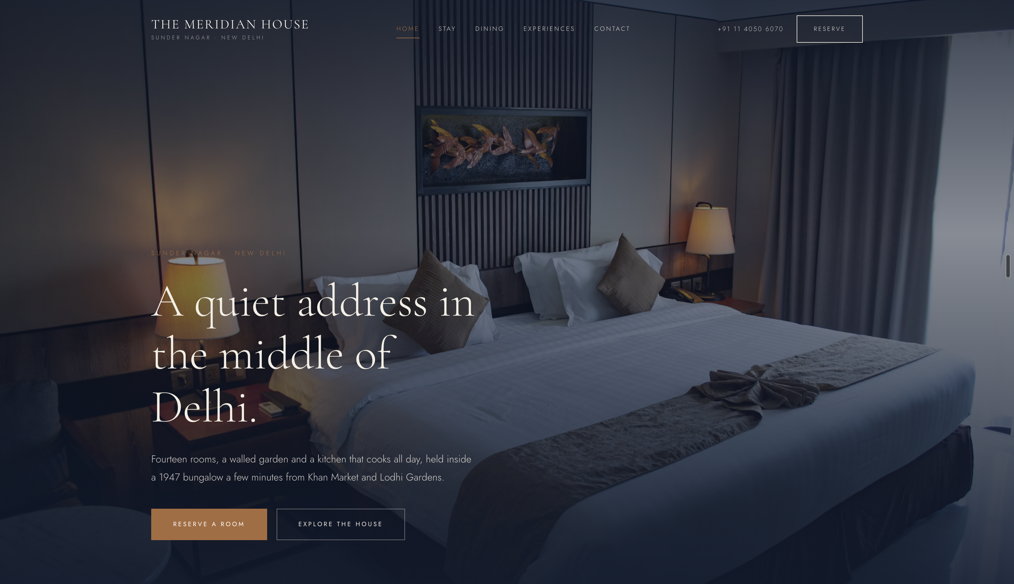 Website project for The Meridian House hotel